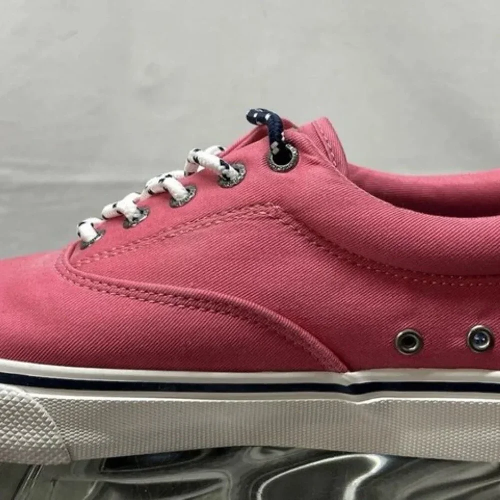 SPERRY X VINEYARD VINES Striper CVO Canvas Deck Sneaker Pink STS21569 Men's 10.5